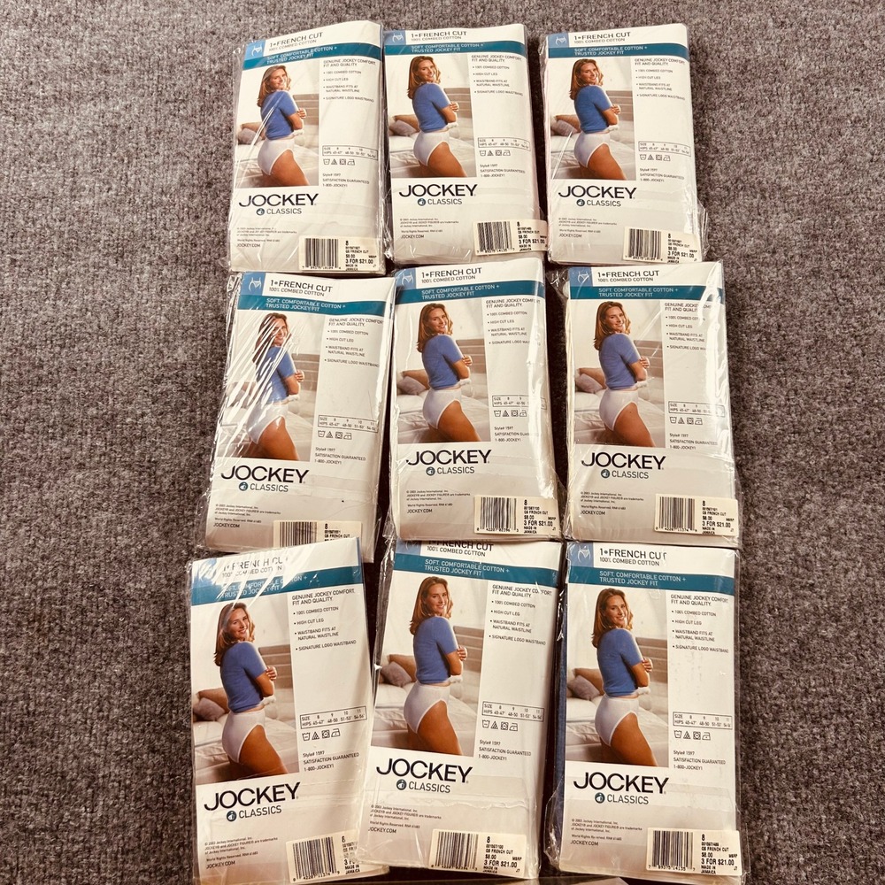 Jockey Classics French Cut 100% Combed Cotton Panties Size 8 Lot of 9 NIP